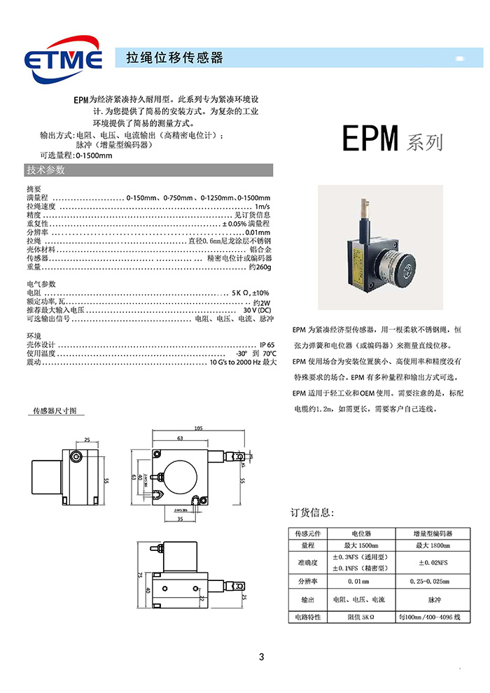 拉绳位移传感器（螺纹安装型）