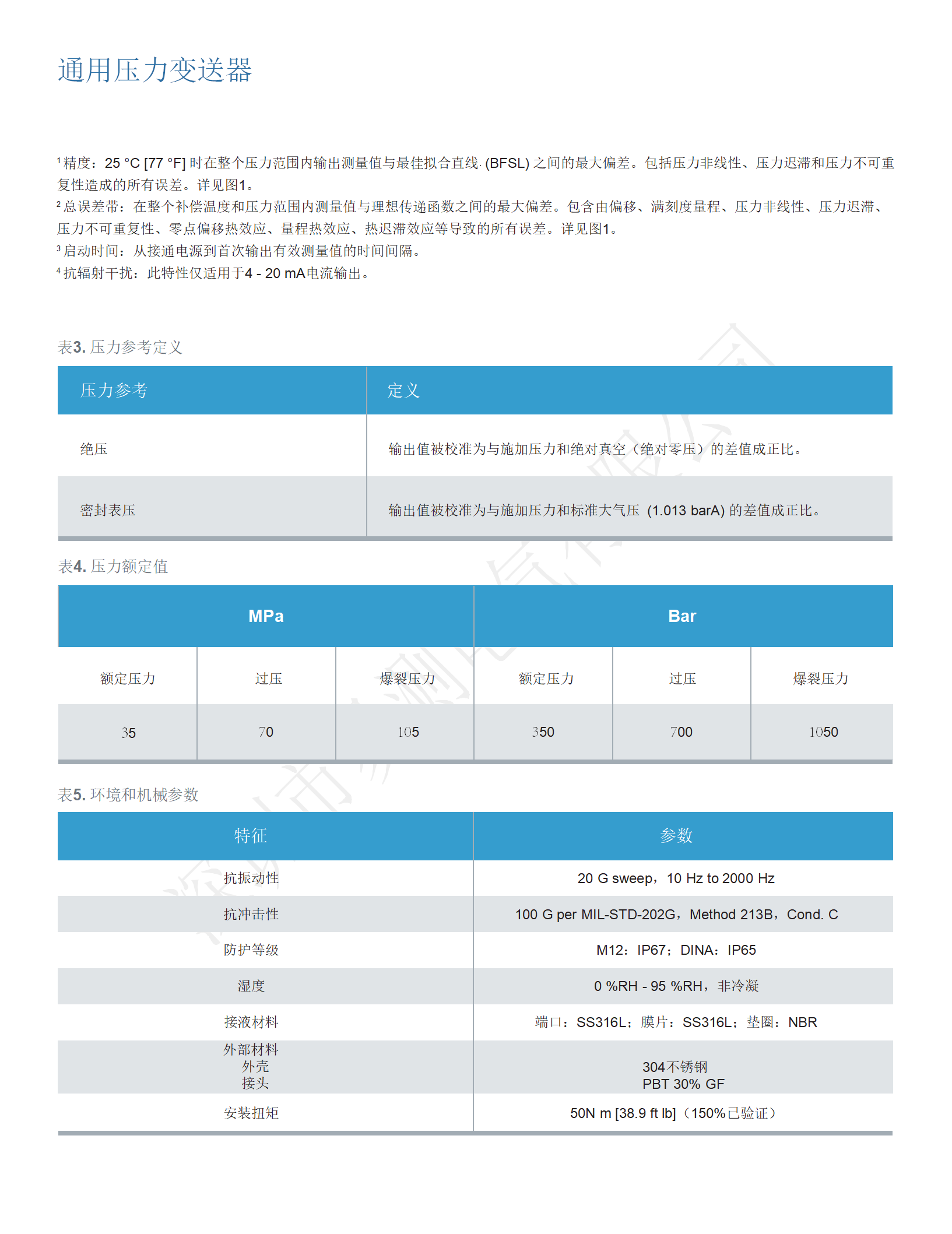 Honeywell霍尼韦尔压力传感器/变送器GPT系列