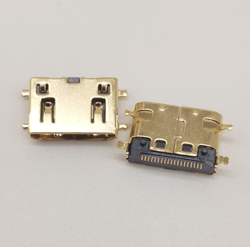 MINI HDMI 19P C型母座贴片SMT 全贴四脚沉板 镀金