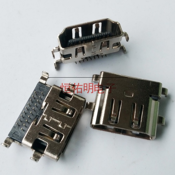 HDMI 19P 反向母座 沉板式插板 板上高度3.37mm 双排90度