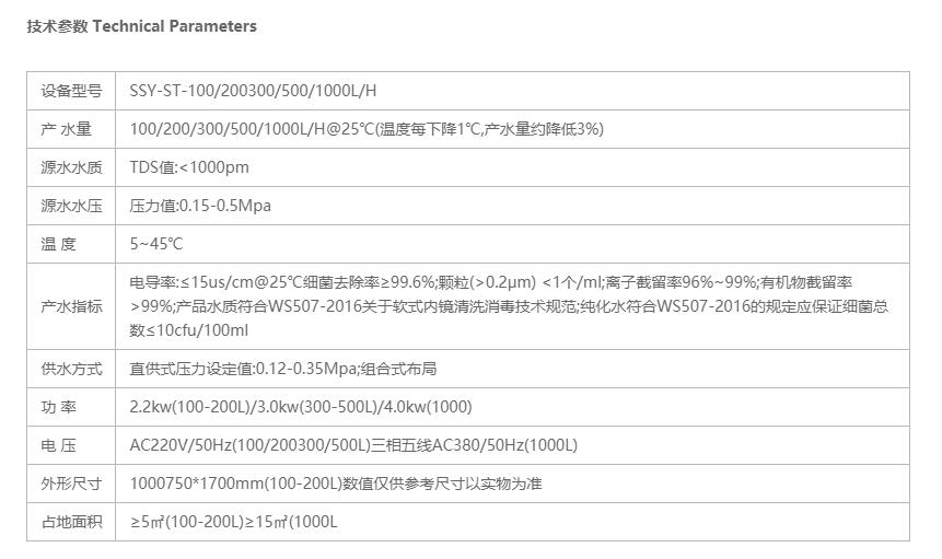 供应室纯水设备参数